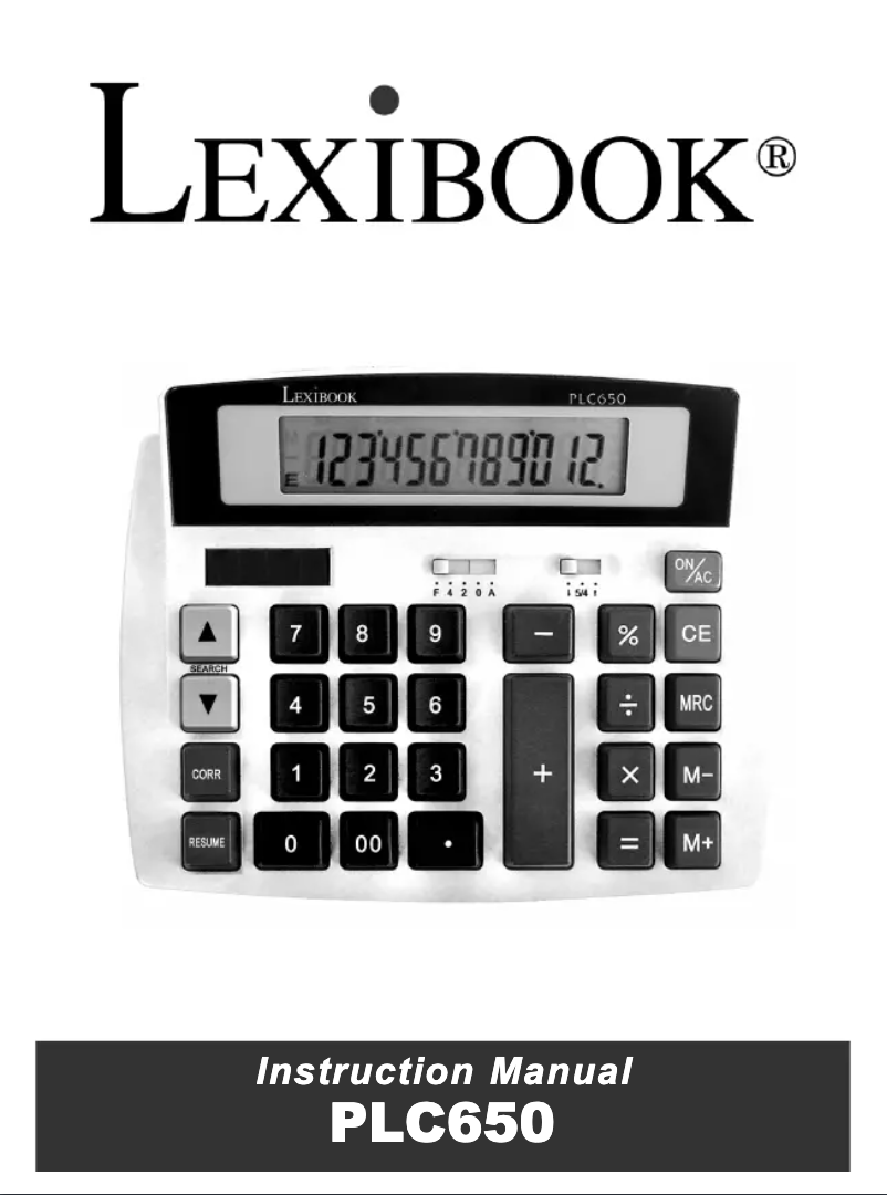 Page 1 de la notice Manuel utilisateur Lexibook PLC650