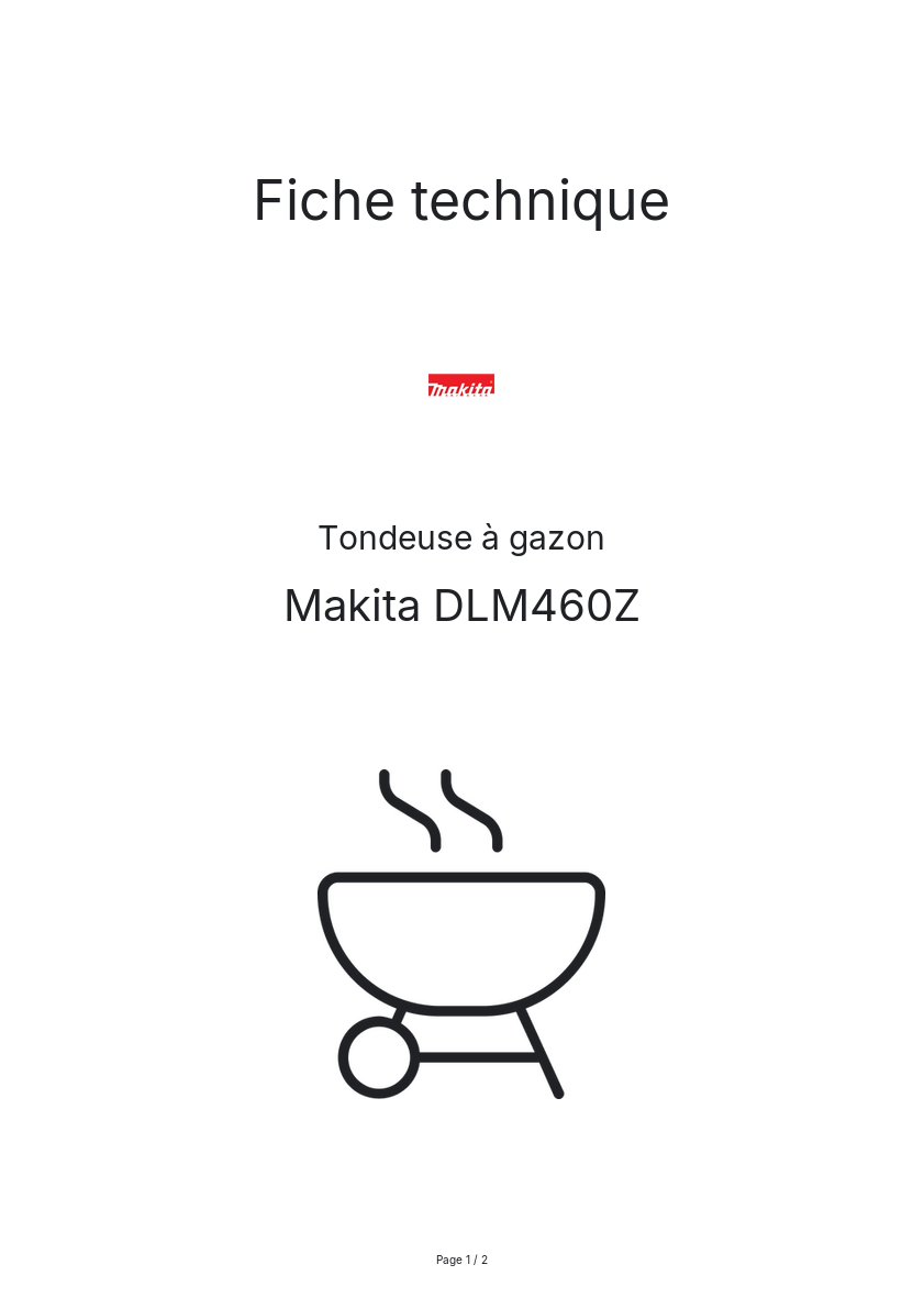 Page n°1 - Fiche technique Makita DLM460Z