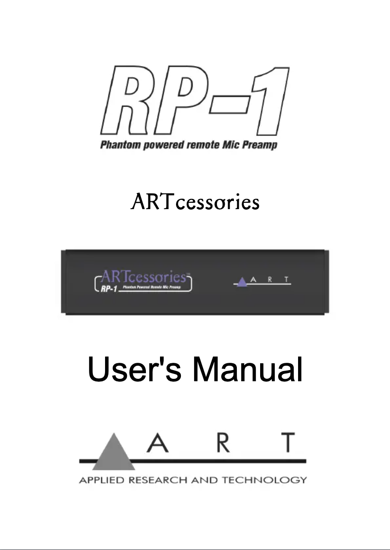 Page 1 de la notice Manuel utilisateur ART RP-1