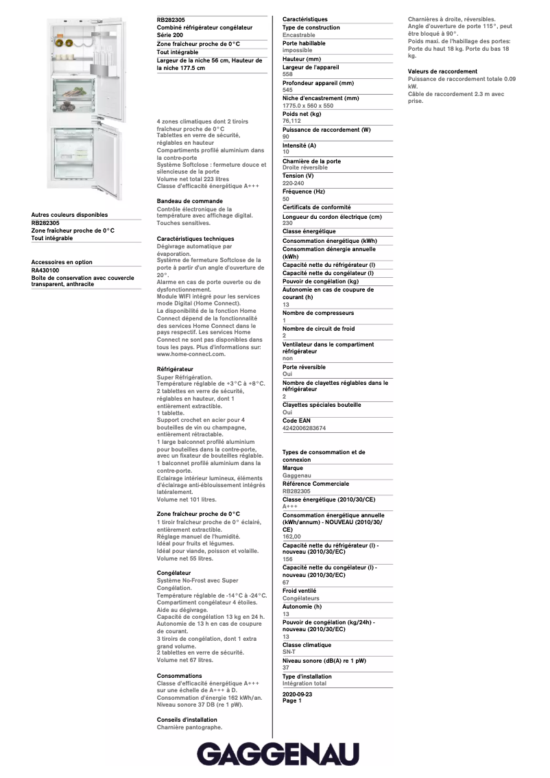 Image de la première page du manuel de l'appareil RB282305