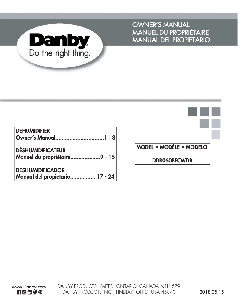 Page 1 de la notice Manuel utilisateur Danby DDR060BFCWDB