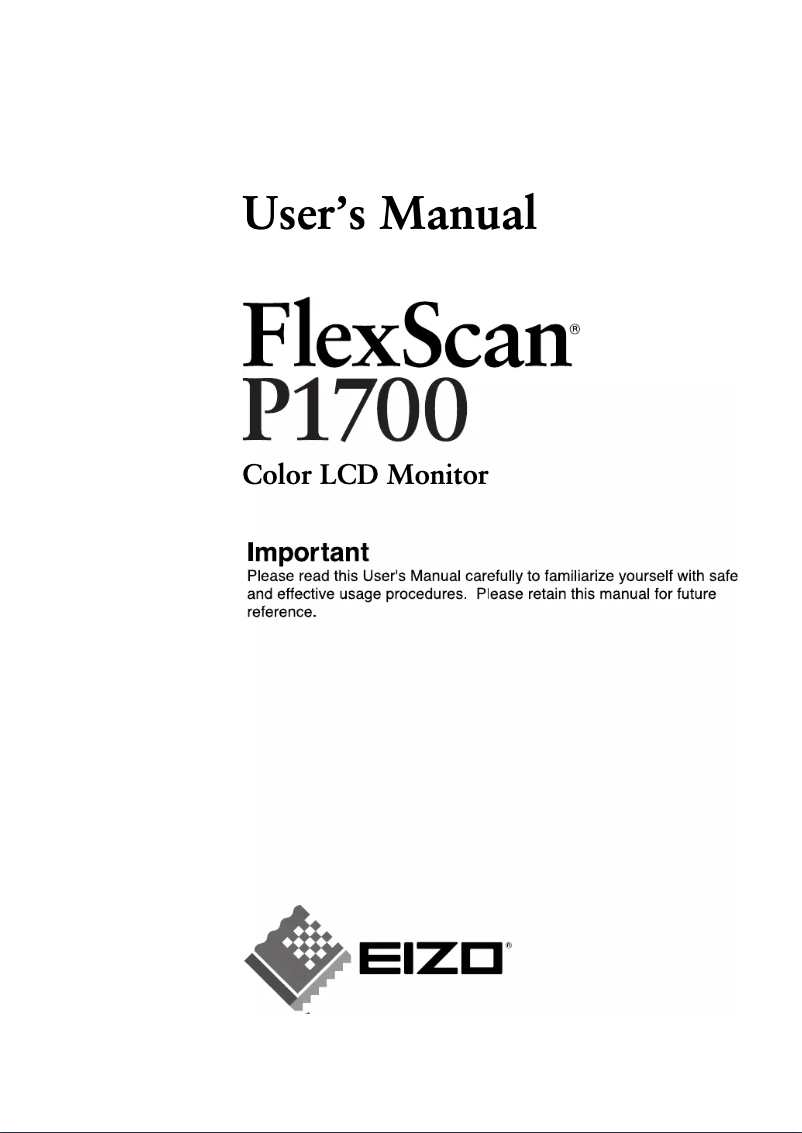 Image de la première page du manuel de l'appareil FlexScan P1700