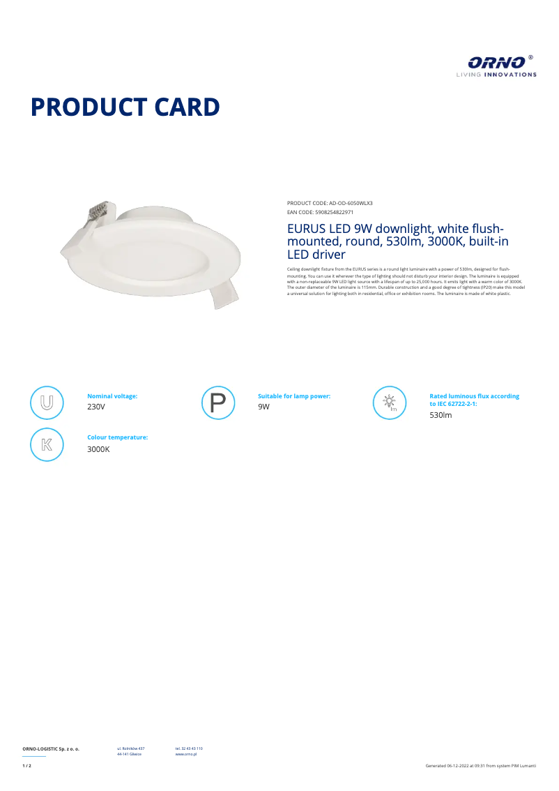 Image de la première page du manuel de l'appareil AD-OD-6050WLX3