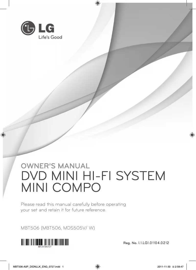 Page 1 de la notice Manuel utilisateur LG MBT506