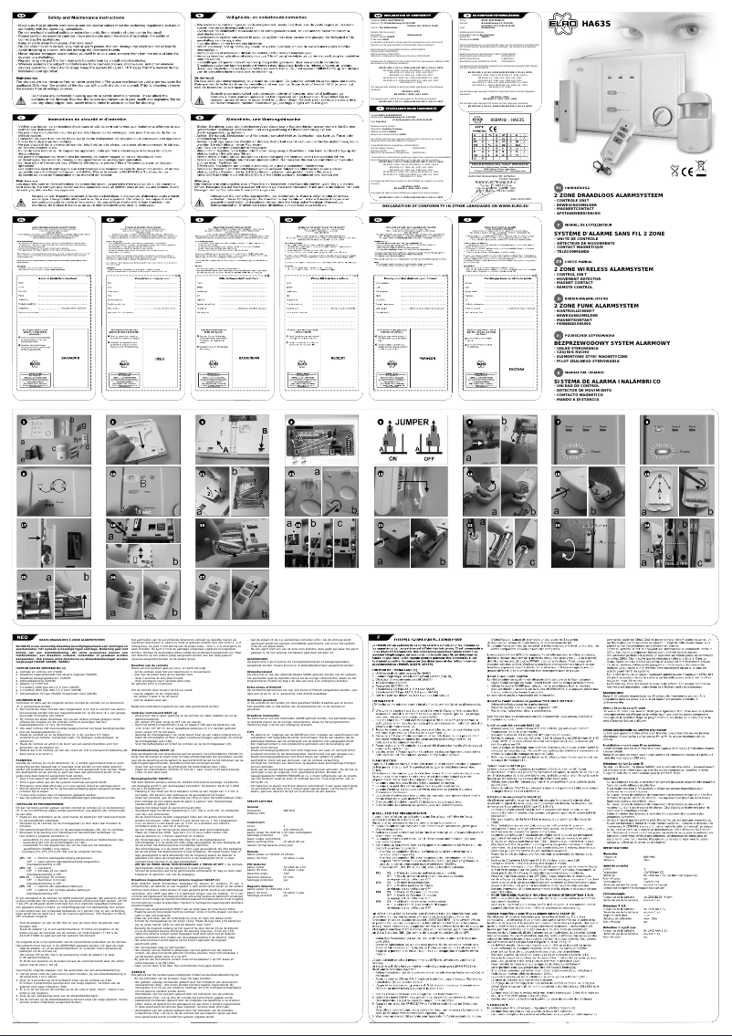 Page 1 de la notice Manuel utilisateur Elro HA63S