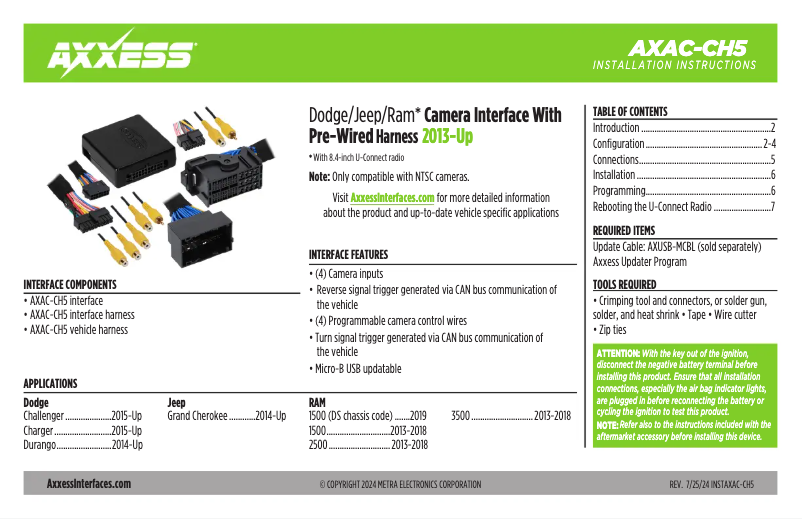 Imagen de la primera página del manual del dispositivo AXAC-CH5