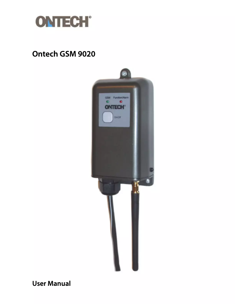 Page n°1 - Manuel utilisateur Ontech GSM 9020