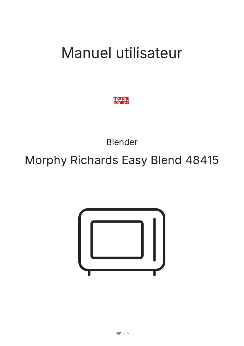 Image de la première page du manuel de l'appareil Easy Blend 48415