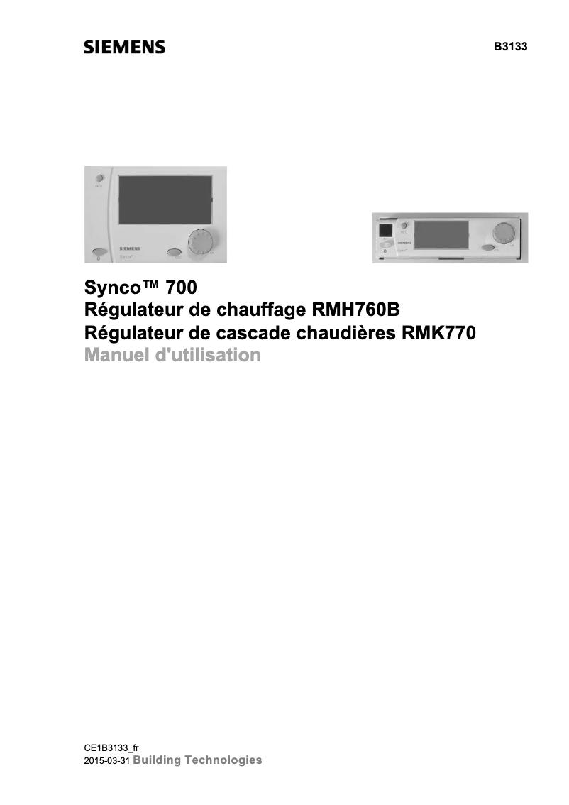 Page n°1 - Manuel utilisateur Siemens RMK770