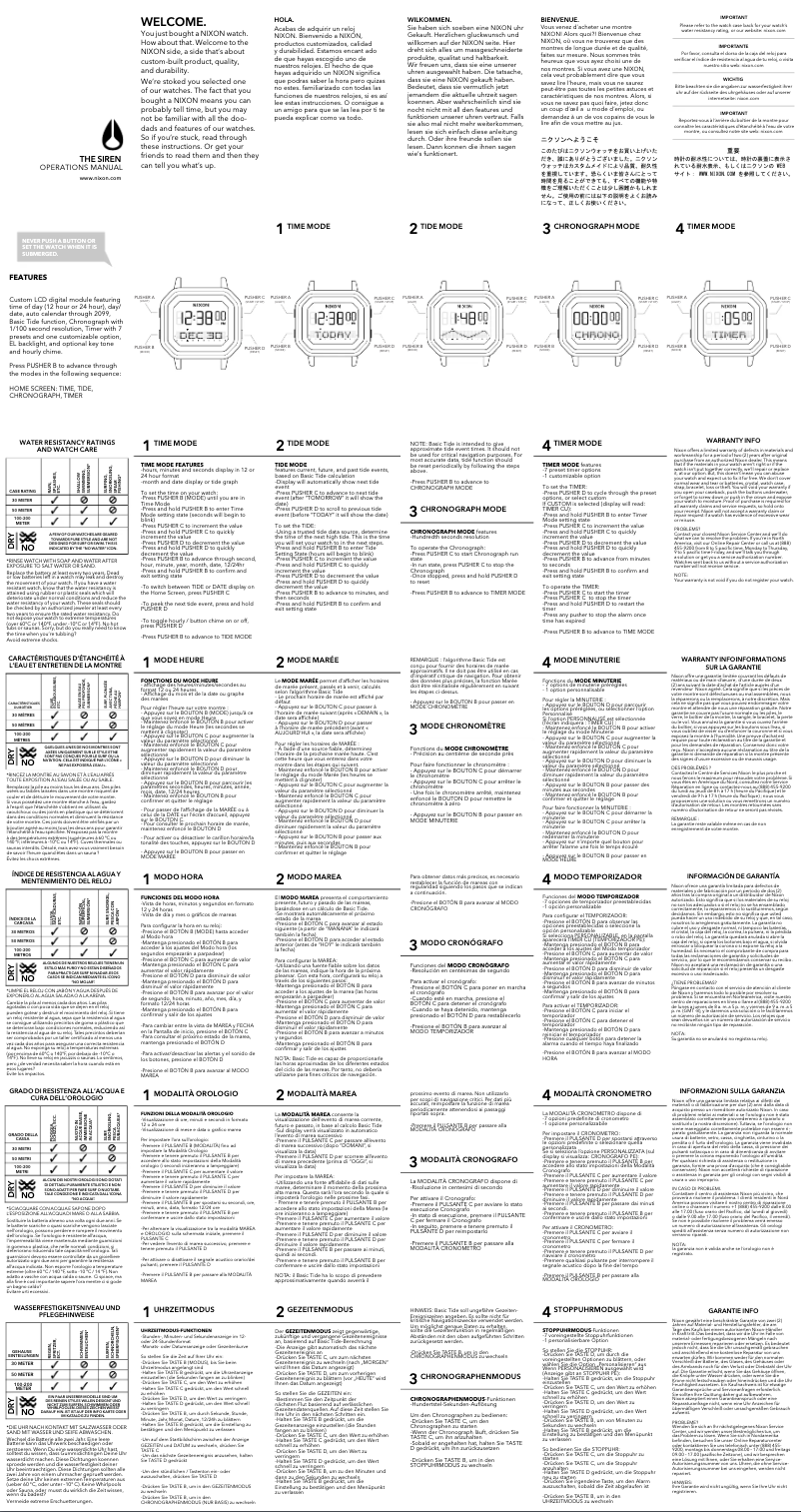 Page 1 de la notice Manuel utilisateur Nixon Surf & Tide A1210