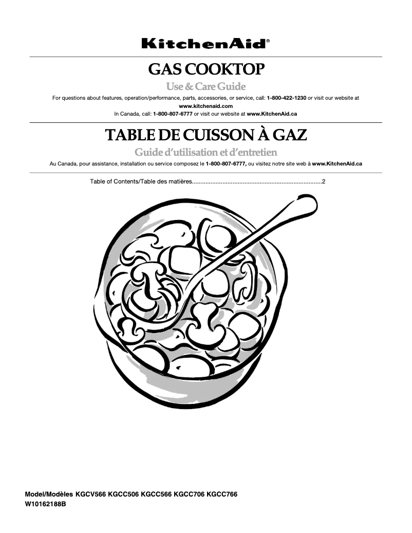 Page n°1 - Manuel d'utilisation et d'entretien KitchenAid KGCC506RBL