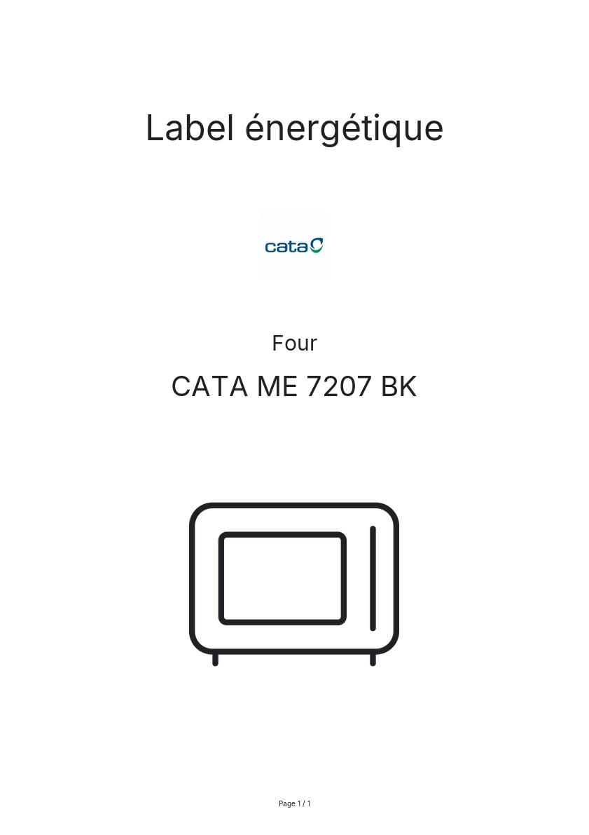 Page n°1 - Label énergétique CATA ME 7207 BK