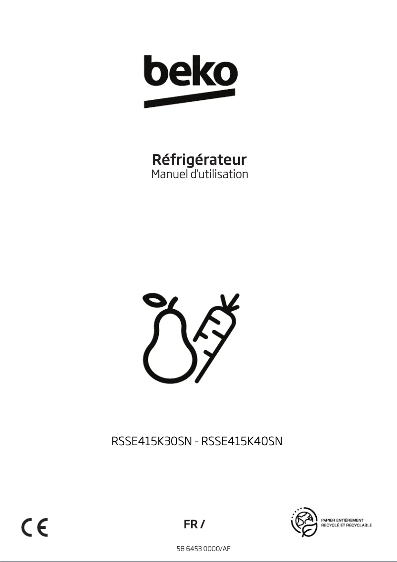 Page n°1 - Manuel utilisateur Beko RSSE415K40SN