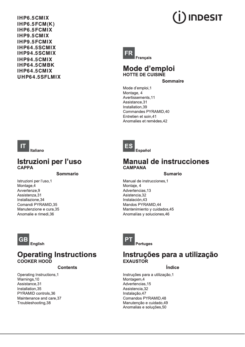 Page 1 de la notice Instructions / montage Indesit IHP 64.5 C M IX