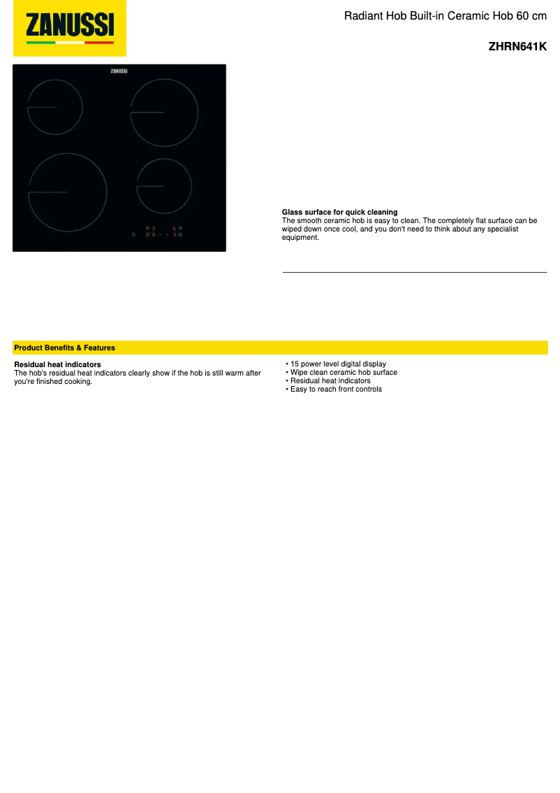 Page n°1 - Fiche technique Zanussi ZHRN641K