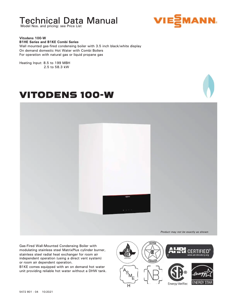 Page 1 de la notice Manuel utilisateur Viessmann Vitodens 100-W