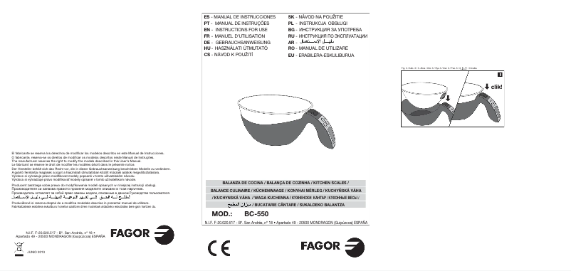 Image de la première page du manuel de l'appareil BC-550