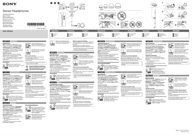 Page 1 de la notice Manuel utilisateur Sony MDR-XB30EX