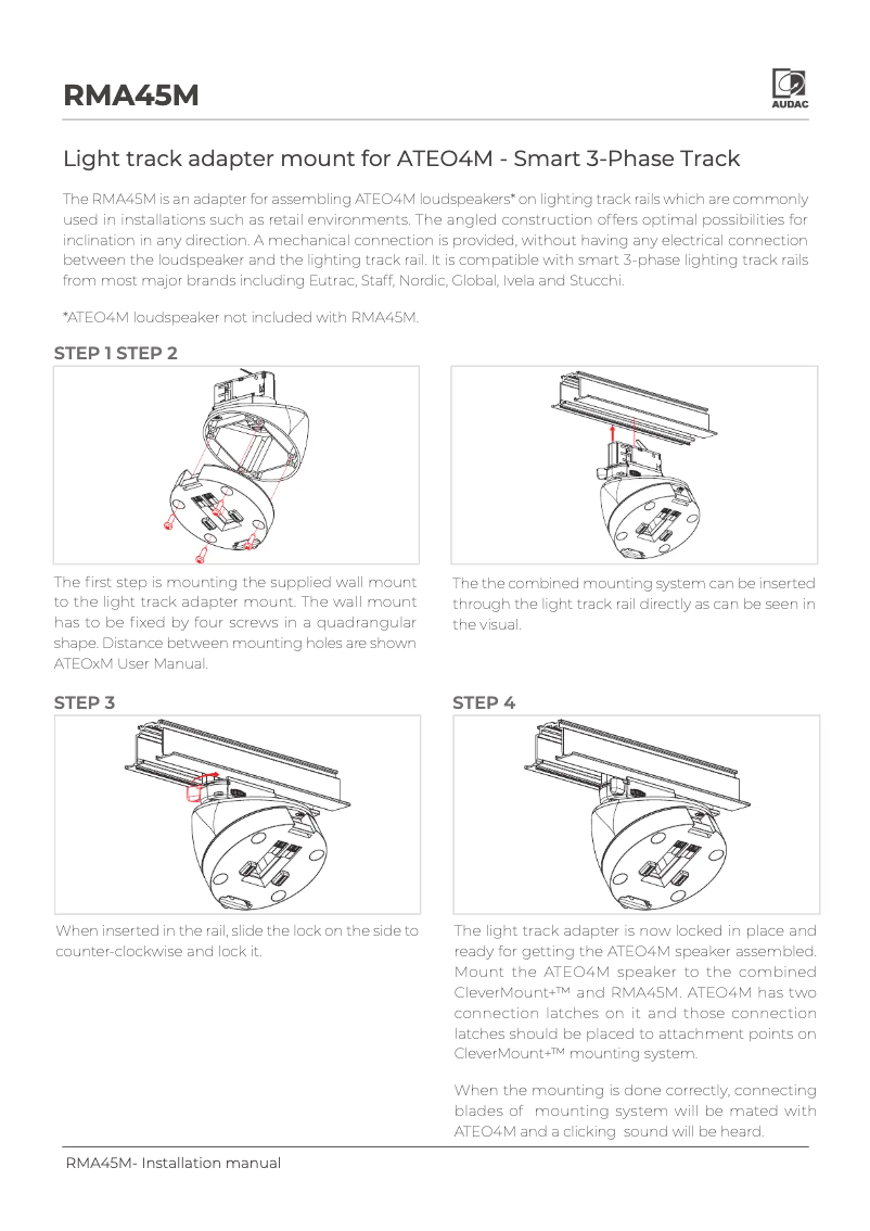 Page 1 de la notice Manuel utilisateur Audac RMA45M