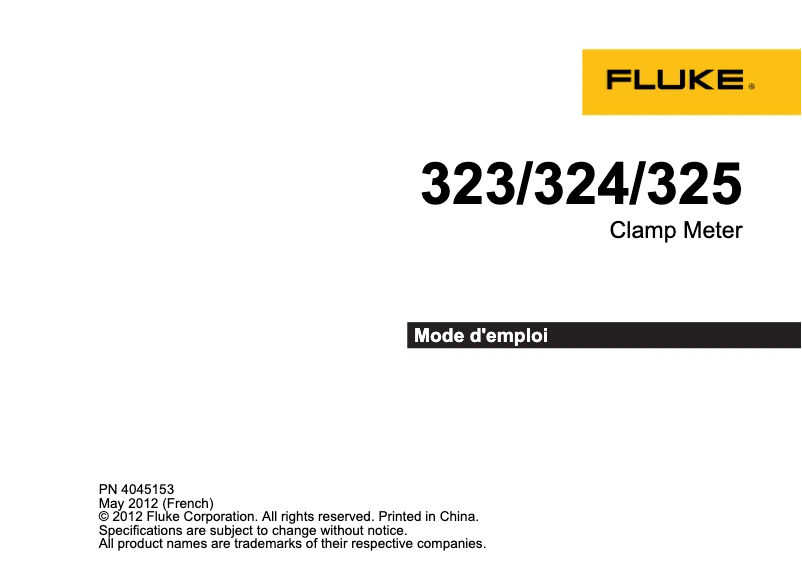 Page n°1 - Manuel utilisateur Fluke 324