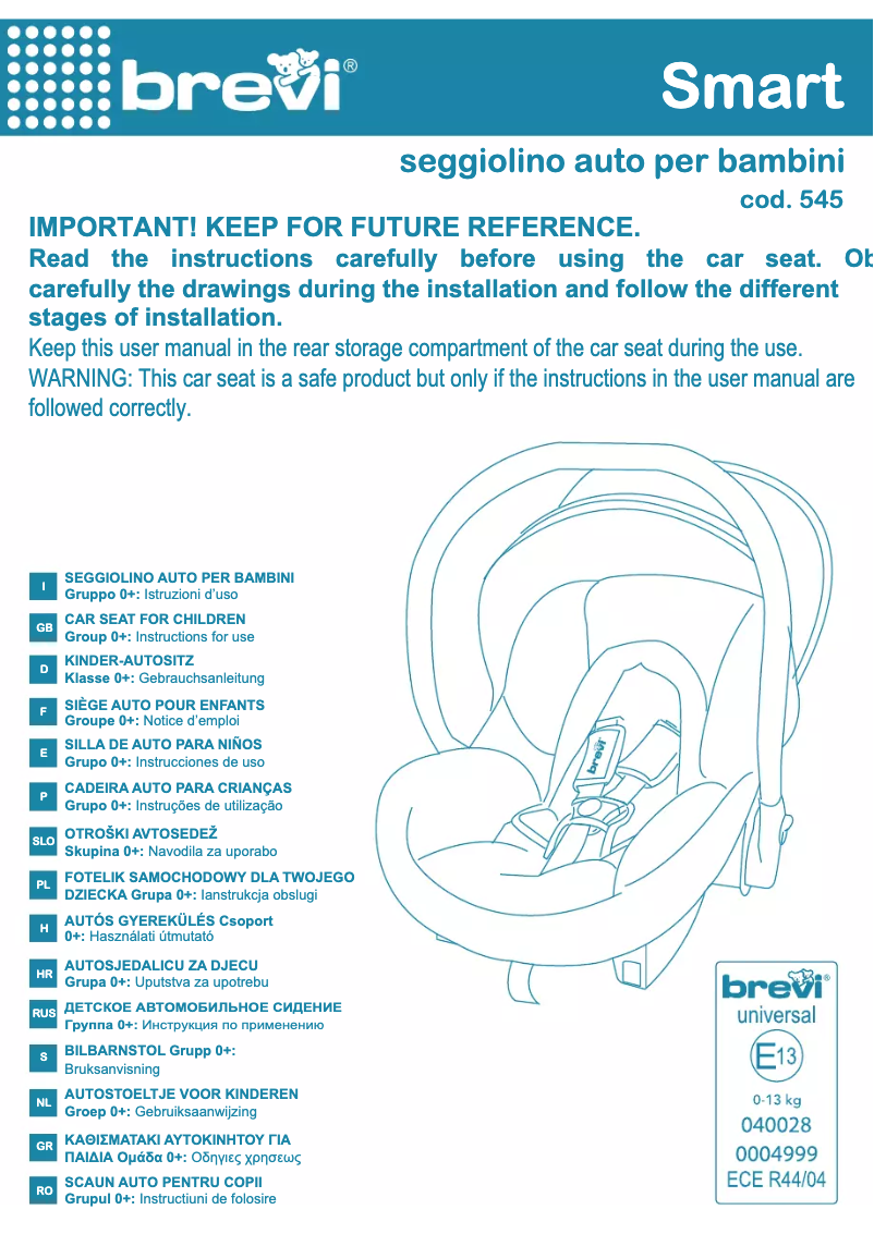 Page 1 de la notice Manuel utilisateur Brevi Smart Silverline