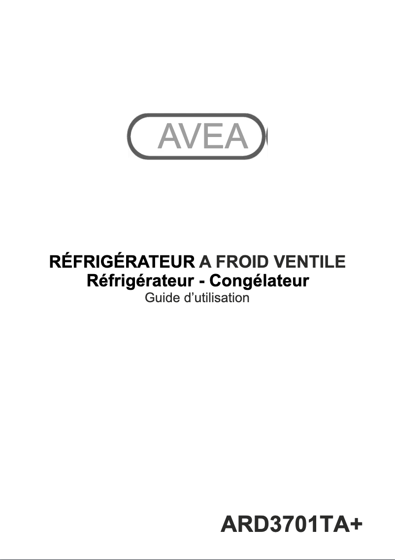 Page n°1 - Manuel utilisateur AVEA ARD3701TA+