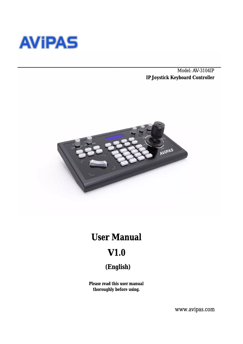 Page n°1 - Manuel utilisateur AViPAS AV-3104IP