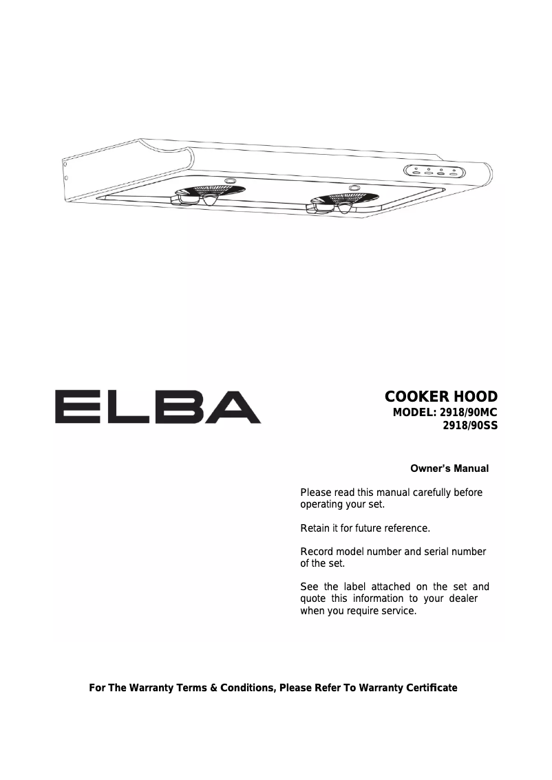 Page 1 de la notice Manuel utilisateur Elba 2918/90 MC
