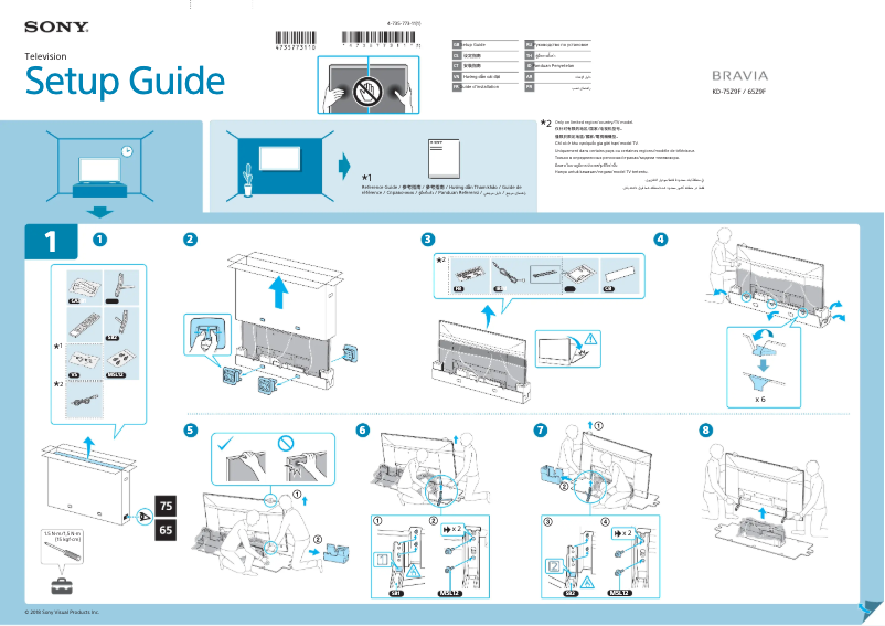 Page 1 de la notice Guide d'installation Sony Bravia KD-75Z9F