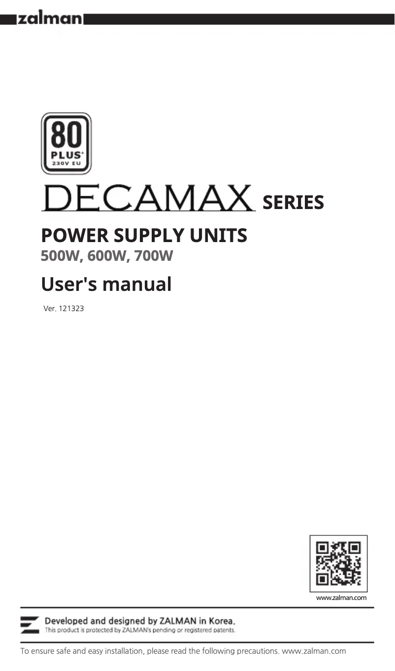 Imagen de la primera página del manual del dispositivo Decamax ZM600-LX3
