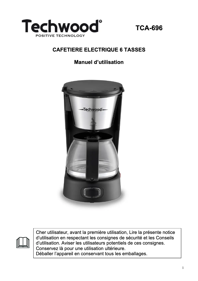 Page 1 de la notice Manuel utilisateur Techwood TCA-206