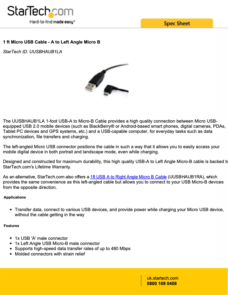 Page n°1 - Manuel utilisateur StarTech.com UUSBHAUB1LA