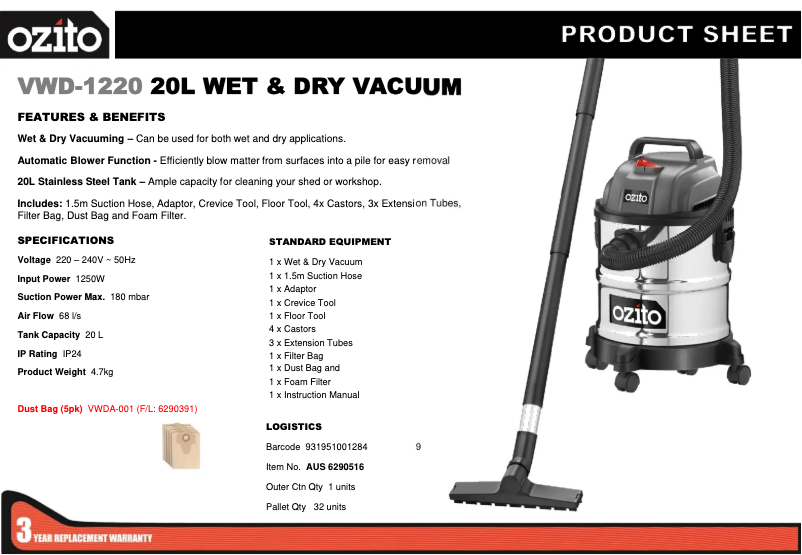 Image de la première page du manuel de l'appareil VWD-1220