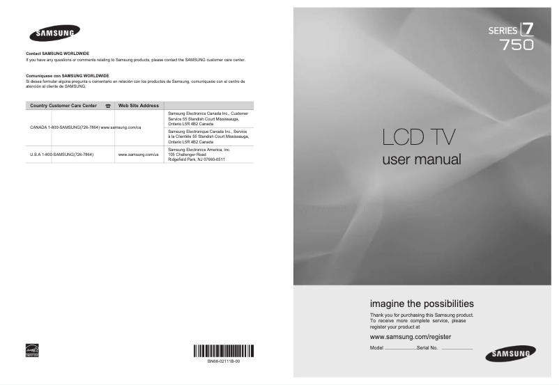 Page n°1 - Manuel utilisateur Samsung LN40B750