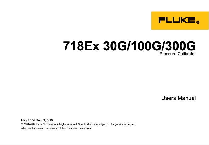 Page 1 de la notice Manuel utilisateur Fluke 718Ex