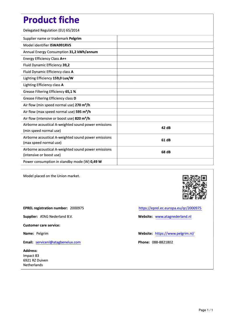 Image de la première page du manuel de l'appareil ISWA991RVS