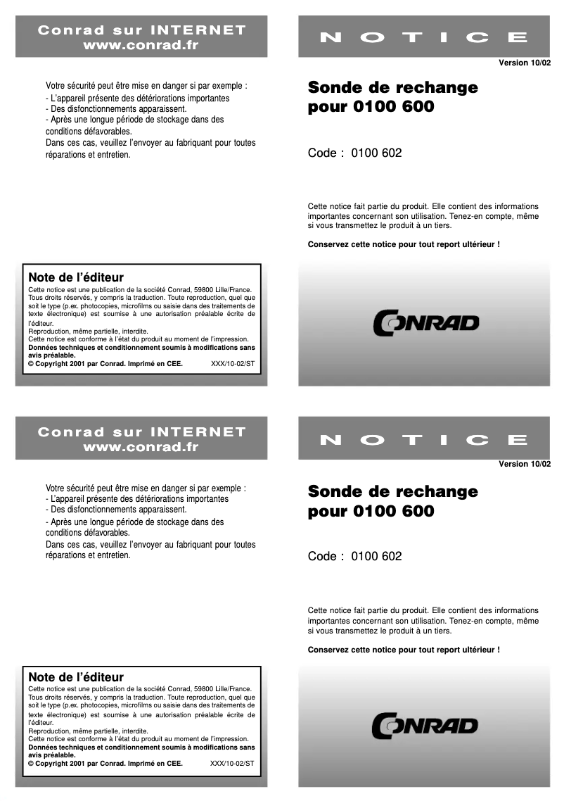 Page n°1 - Manuel utilisateur Greisinger TFS 0100 E