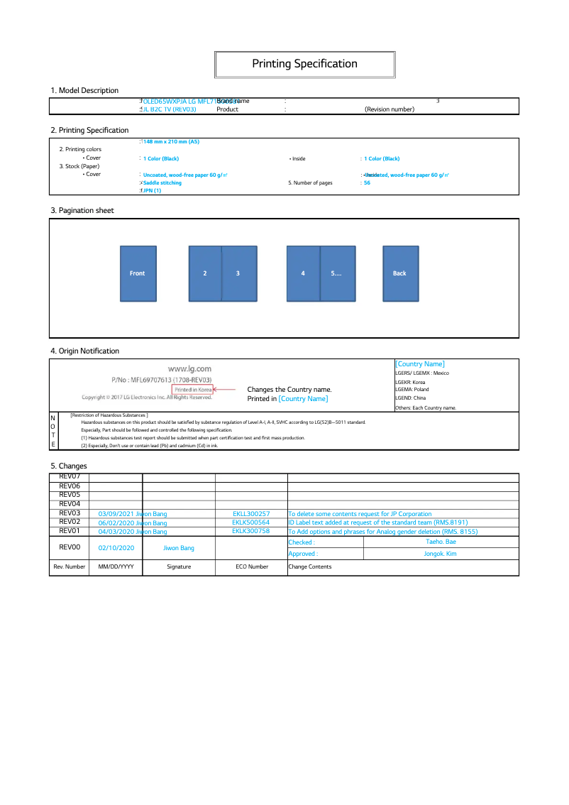 Page 1 de la notice Manuel utilisateur LG OLED65WXP