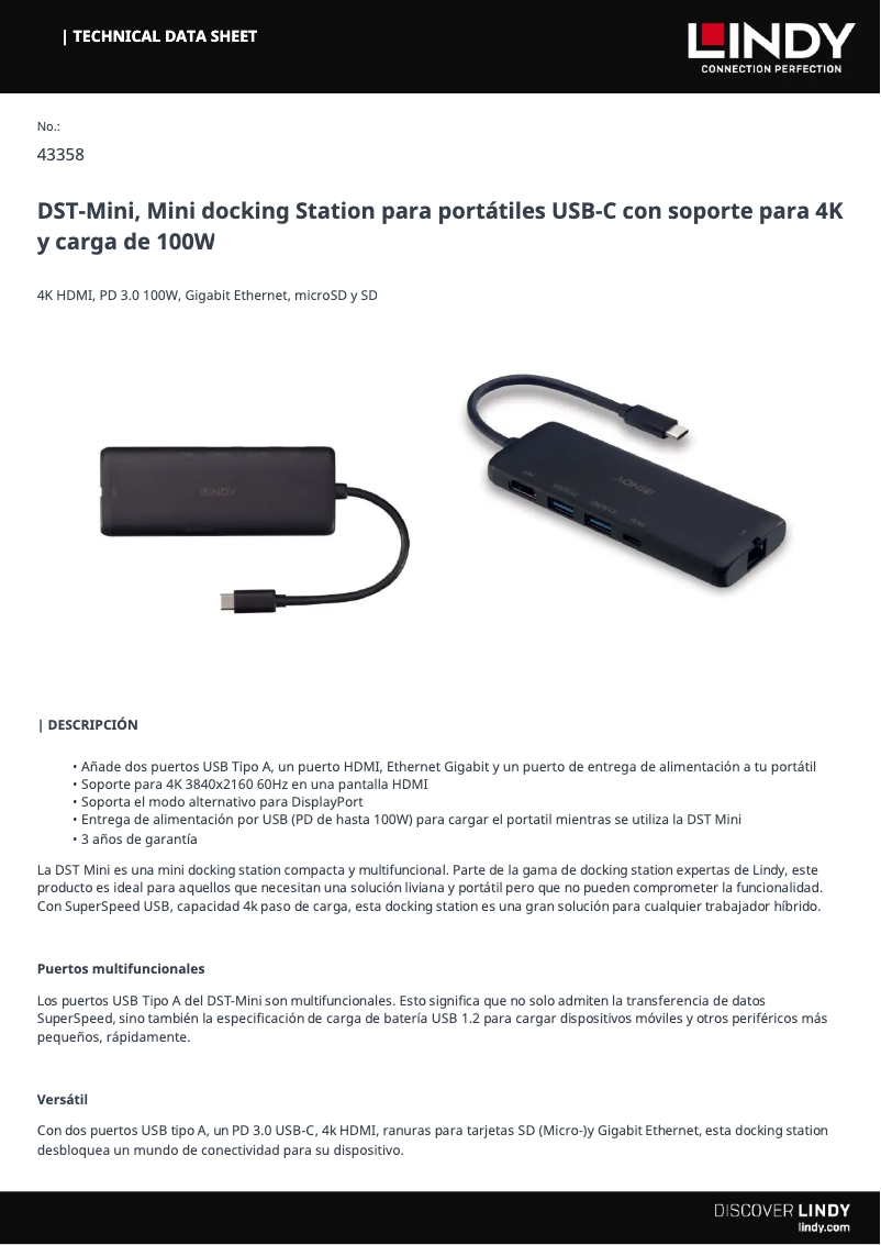 Página 1 del manual Manual de usuario Lindy 43358