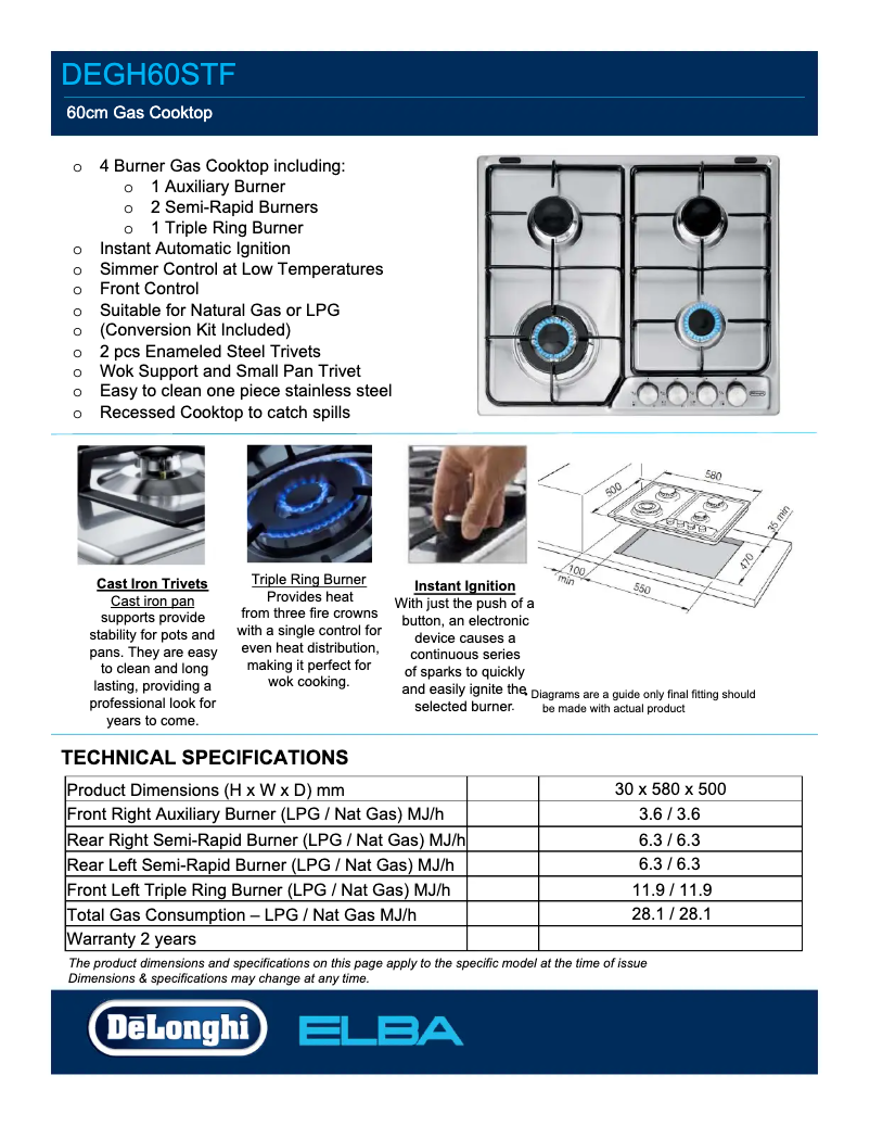 Image de la première page du manuel de l'appareil DEGH60STF