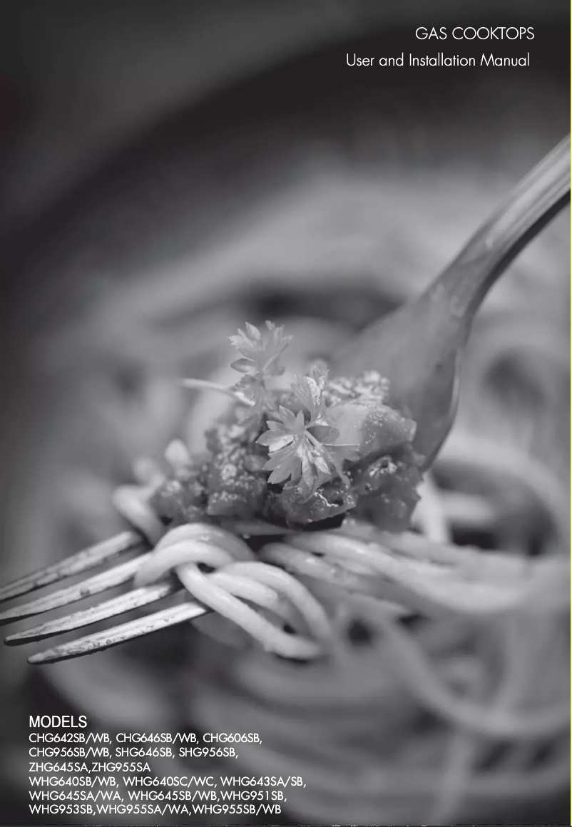 Page n°1 - Manuel utilisateur Westinghouse WHG643SB