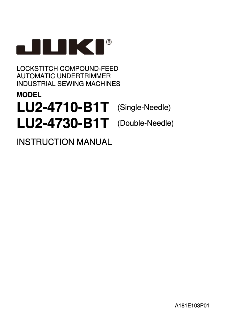 Page 1 de la notice Manuel utilisateur Juki LU2-4710_4730-B1T