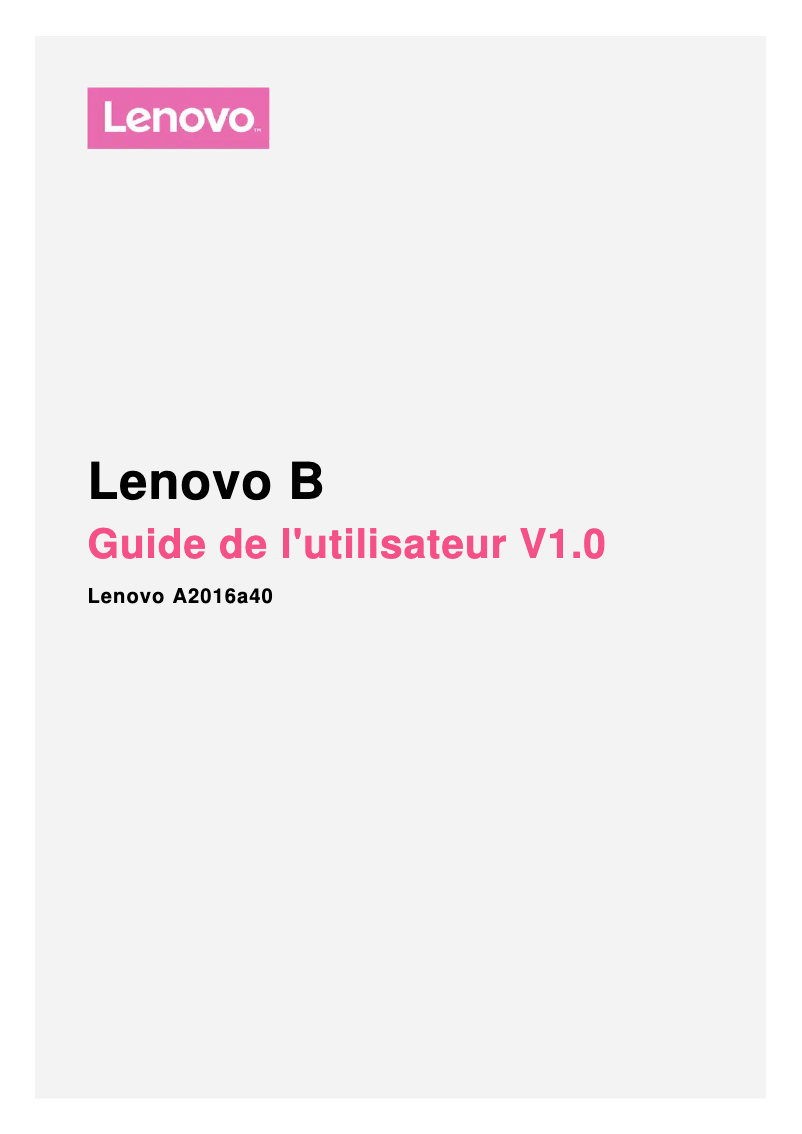 Page 1 de la notice Manuel utilisateur Lenovo Vibe B