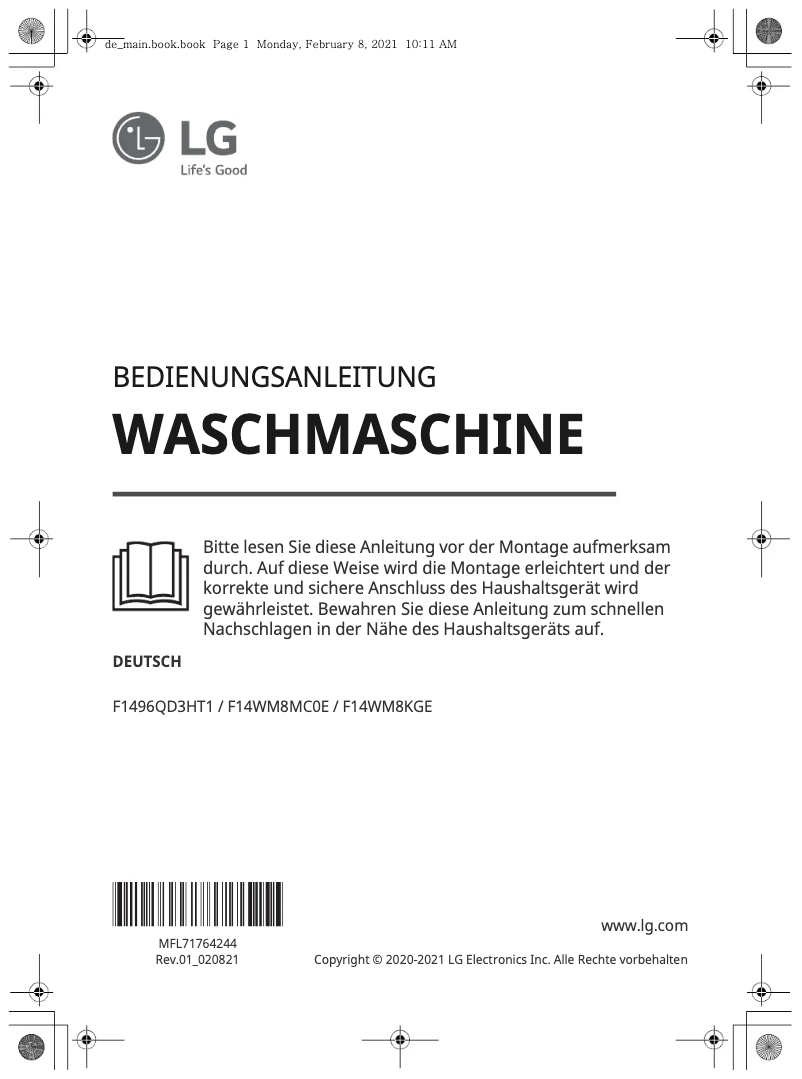 Page n°1 - Manuel utilisateur LG F1496QD3HT1