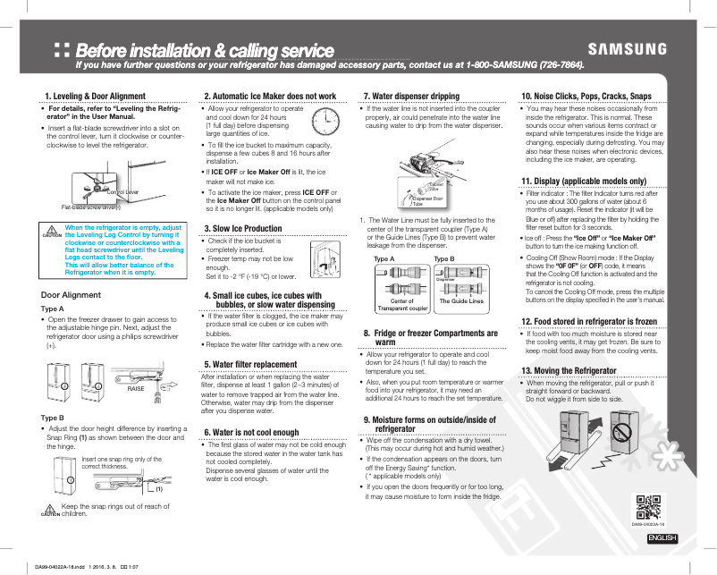 Page 1 de la notice Manuel utilisateur Samsung RF22KREDBSR