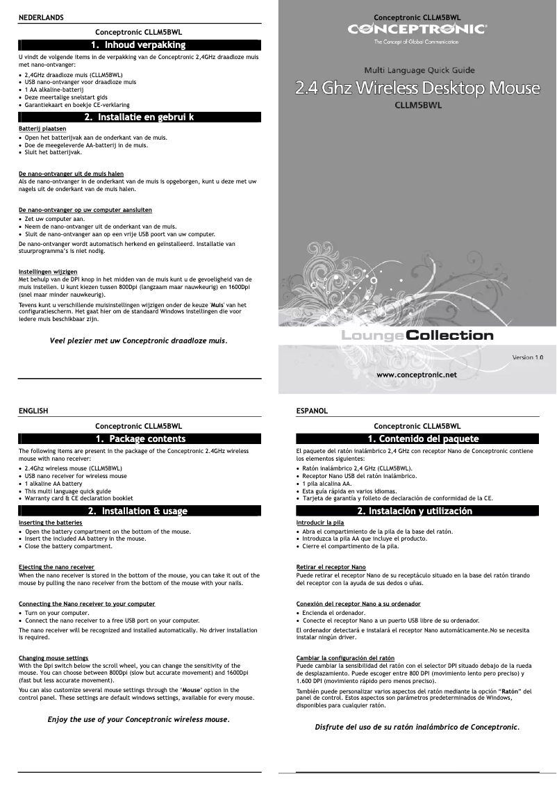 Page n°1 - Manuel utilisateur Conceptronic CLLM5BWL