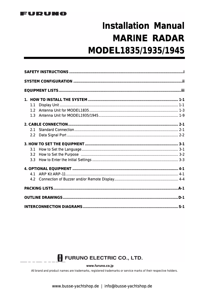 Page 1 de la notice Manuel utilisateur Furuno 1835