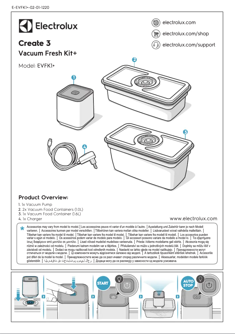 Page 1 de la notice Manuel utilisateur Electrolux EVFK1+