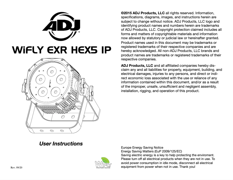 Page n°1 - Manuel utilisateur American DJ WiFLY EXR HEX5 IP