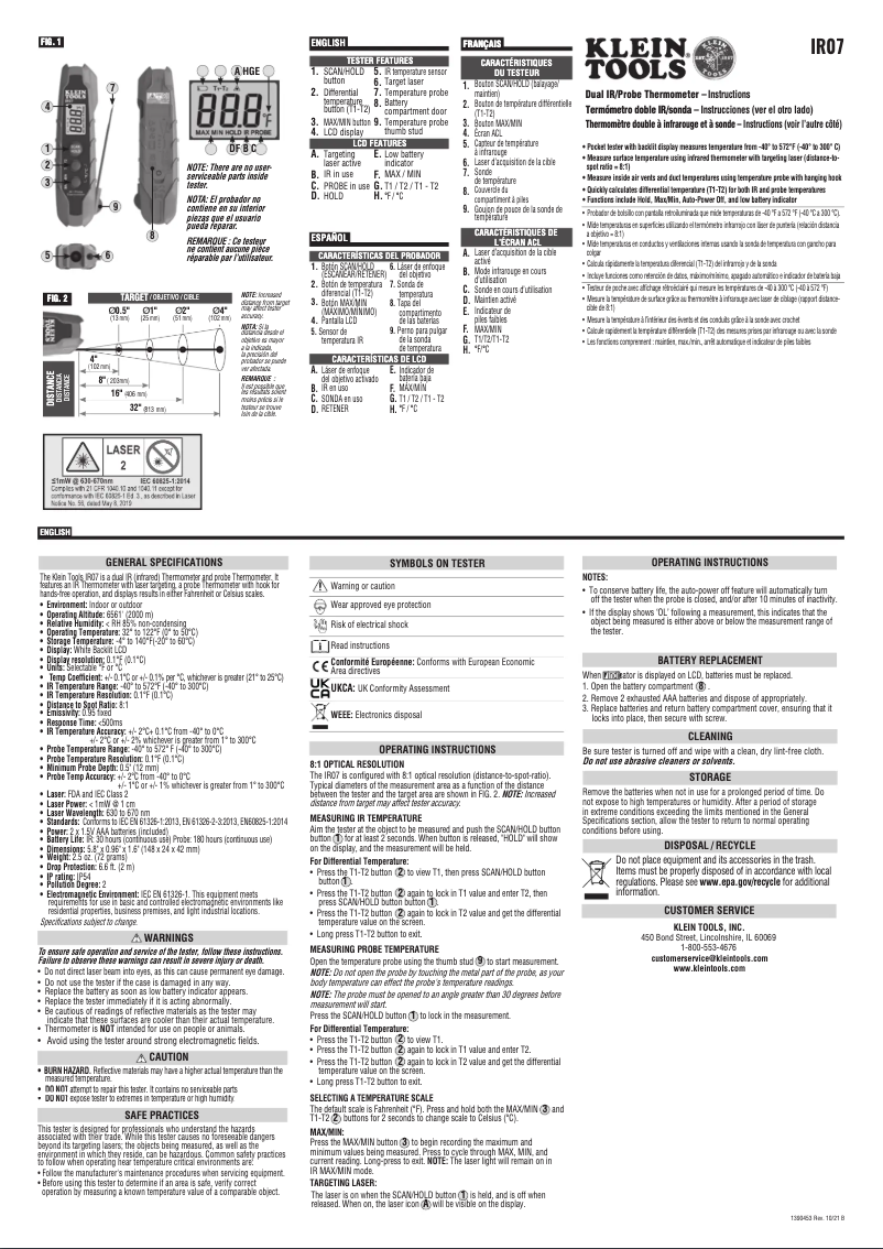 Página 1 del manual Manual de usuario Klein Tools IR07